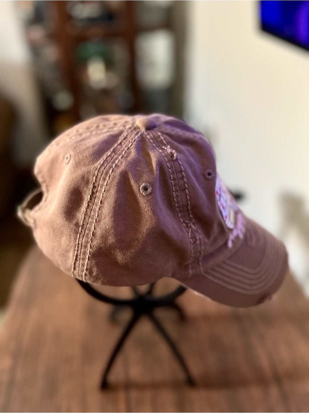 KBETHOS Vintage Brown 'Happy Camper' Embroidered Distressed Baseball Hat - Picture 4 of 6